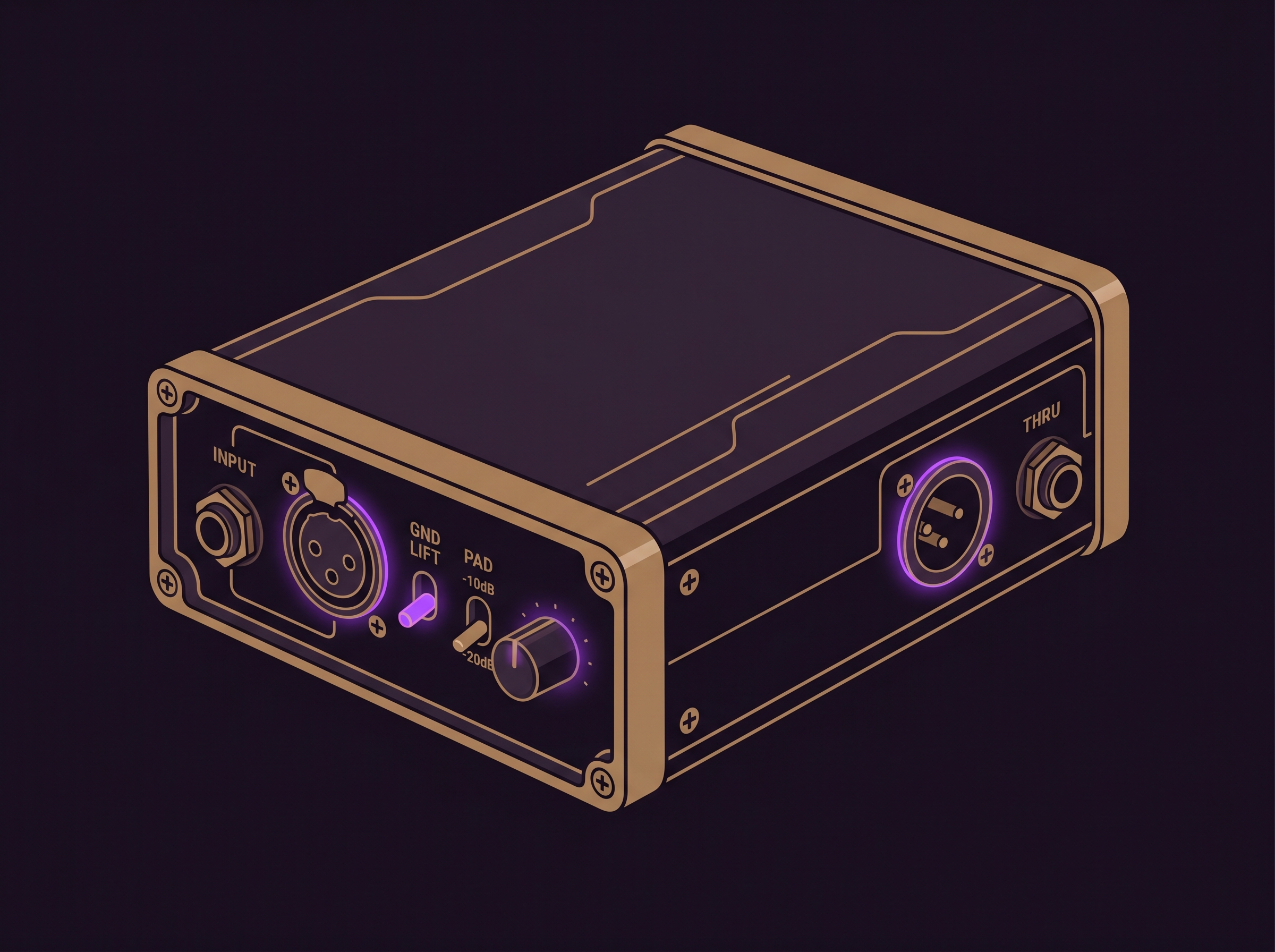 Illustration of a studio DI Box